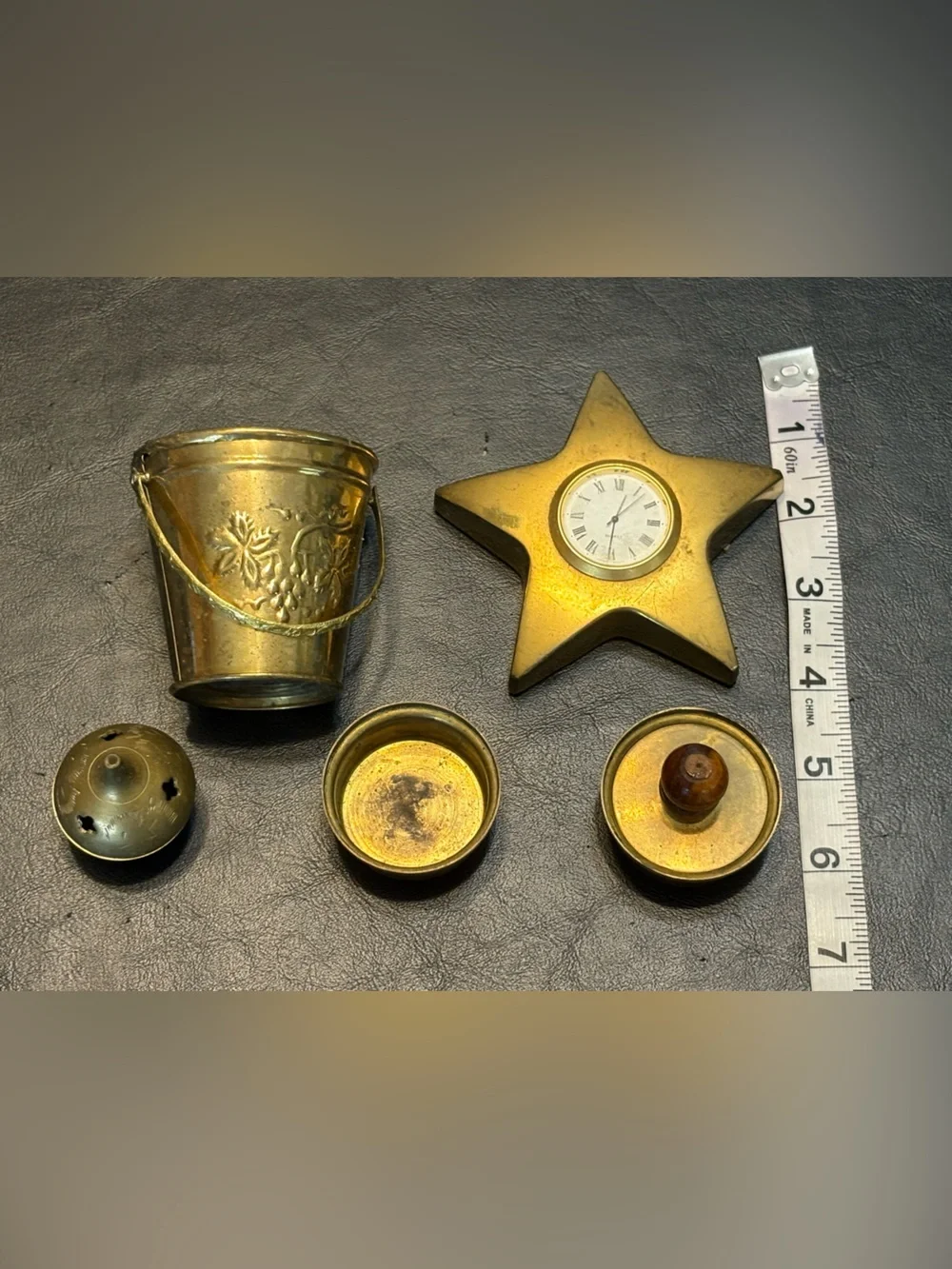 Brass Decorative Lot Brass Accents, - Gold metal bucket